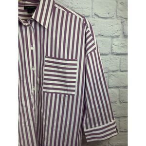J Jill Wearever Collection Size XS Button Up 3/4 Sleeve Striped Purple